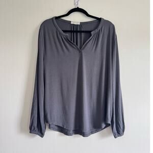 Barefoot Dreams‎ Jersey Top Gray Size L Long Sleeve Modal Blend Soft Stretch